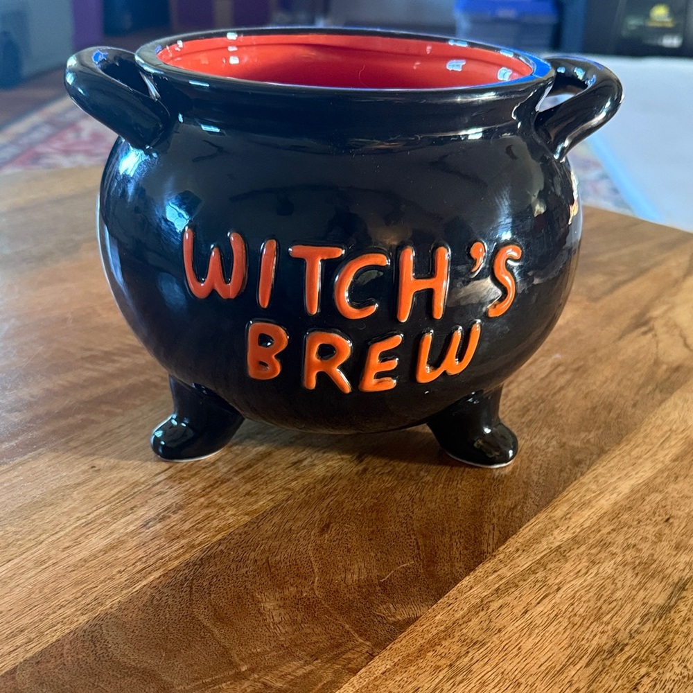 Witch's Brew Black and Orange Cauldron